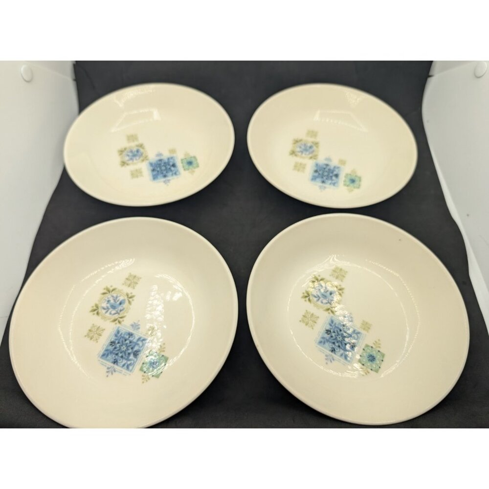 Taylor Smith Taylor Fabrique Ever Yours Blue Rooster Set 4 Bowls MCM Atomic